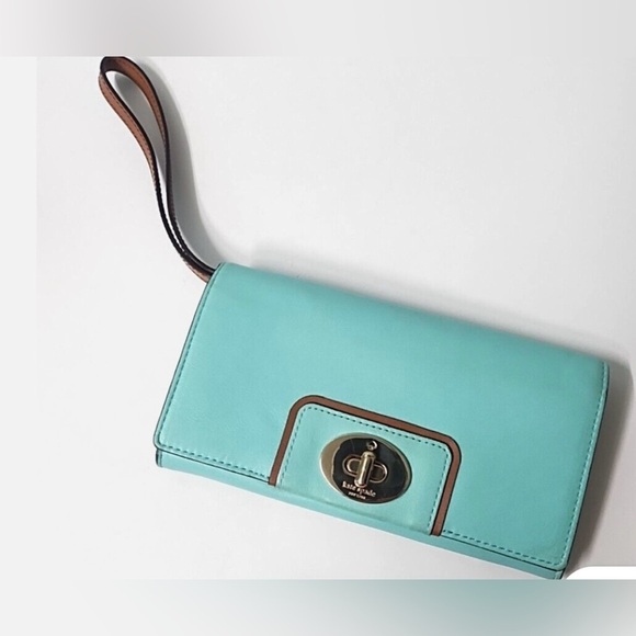 Kate ♠️ Spade Hampton Road Turn-Lock Wallet~Mara Aqua - Picture 12 of 13
